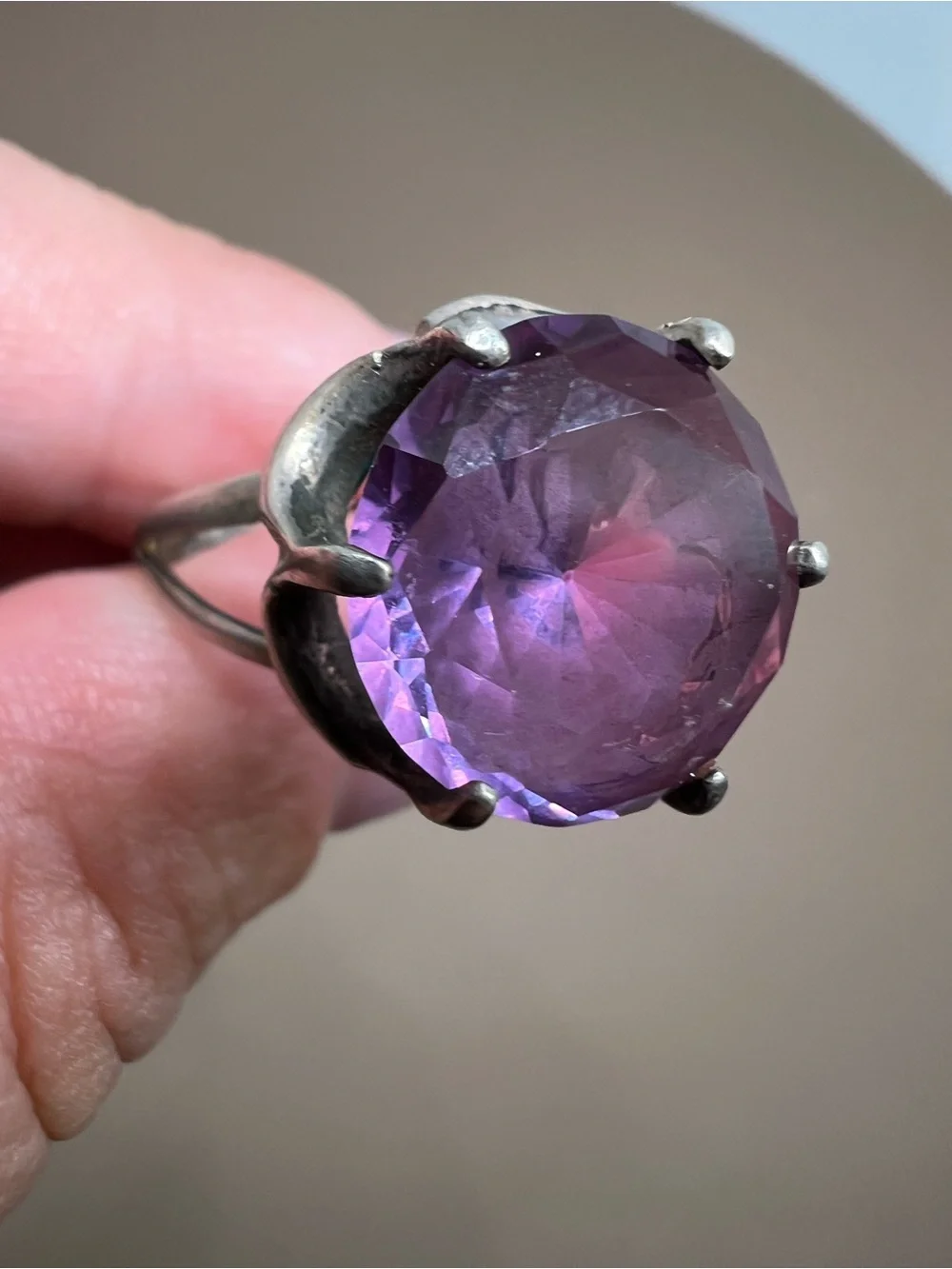 Purple Oval Amethyst Sterling Silver Cocktail Ring